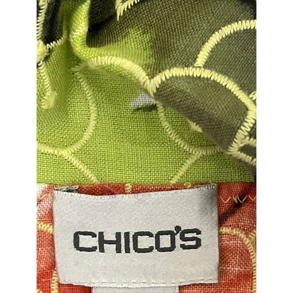 Chico's Womens Lucetta Jacket SZ 3 XL Linen Orange Yellow Fall Autumn Floral NWT - Picture 12 of 16
